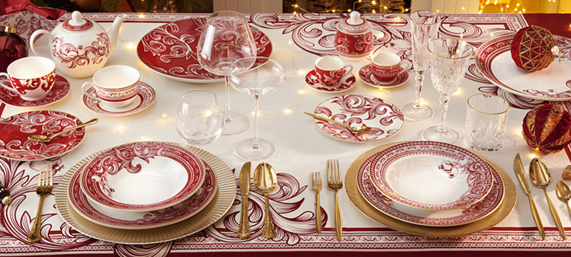 kolekcia royal red brandani vianočný taliansky porcelán